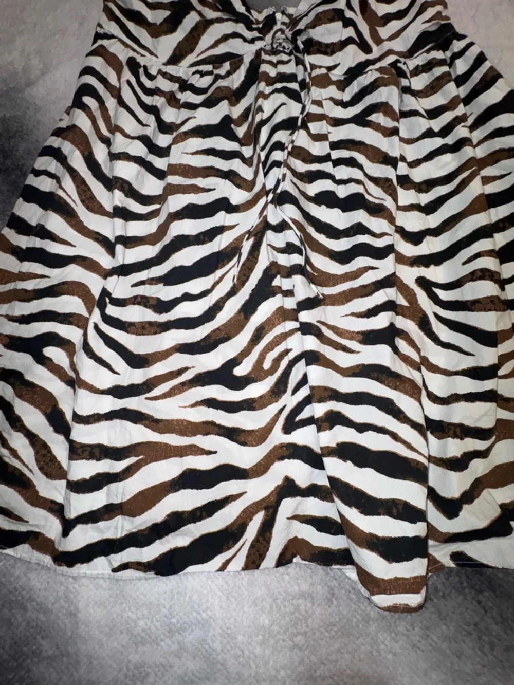 (A2) J.Crew NWOT Keyhole Mini Dress‎ Zebra Stripe Animal Print Brown Ivory 14 16